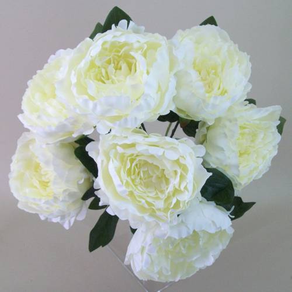 Bunch of Artificial Peony Flowers Cream 57cm Artificial Flowers